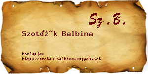 Szoták Balbina névjegykártya